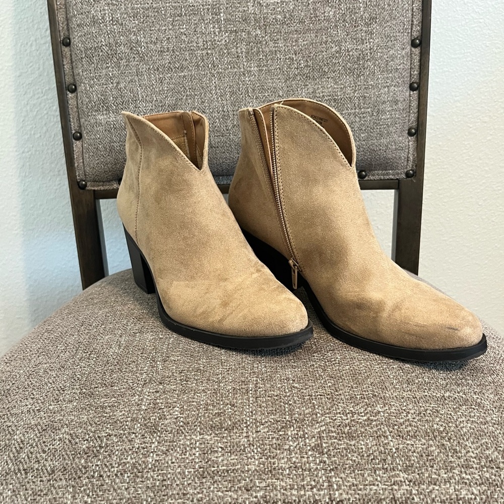 Sonoma Tan Suede Ankle Booties with Side Zip